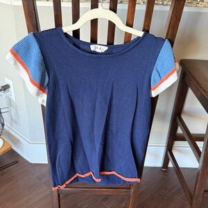 THML Navy Top with Blue and Orange Accents